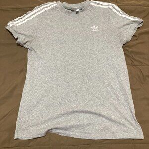 Women Adidas Tee Shirt 3 Stripe Size Small Gray